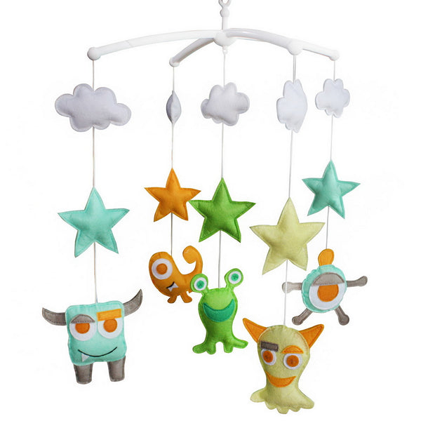 Baby Crib Mobile Colorful Monsters Halloween Decor Hanging Toys Wind-up Musical Crib Mobile Gift