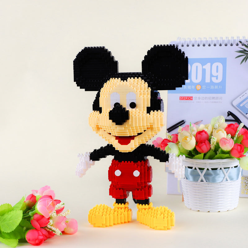 Disney Cartoon Mickey Mouse Building Block Puzzle Insert Small Particle Toy DIY Science And Education Assembly Toy Gift