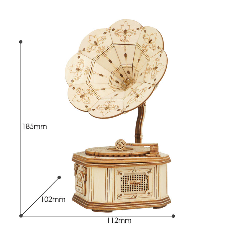 Robotime Gramophone 3D Wooden Model Building Kits Toys For Children Kids Girls Birthday Gift TG408