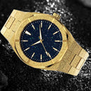 Stainless steel waterproof quartz watch gold steel sand starry sky face men's watch