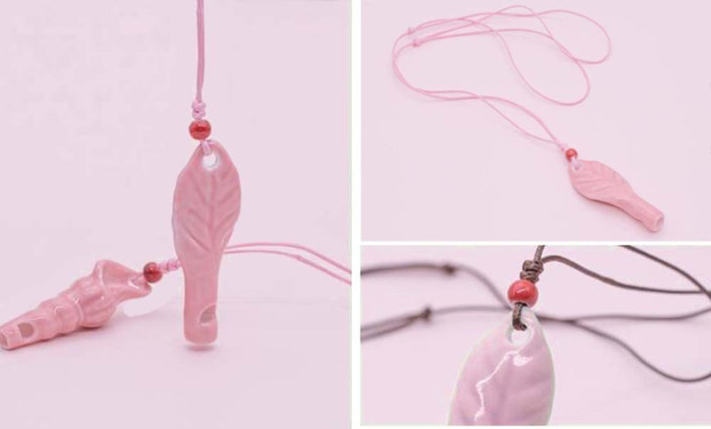 5 Packs Ceramic Whistles Necklace Sweater Chain for Womens Creative Kids Toy; Pink