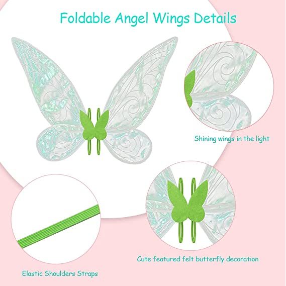 Angel wings headband fairy stick three-piece set; Fairy Wings Dress Up Sparkling Sheer Wings for Kids Girls Women