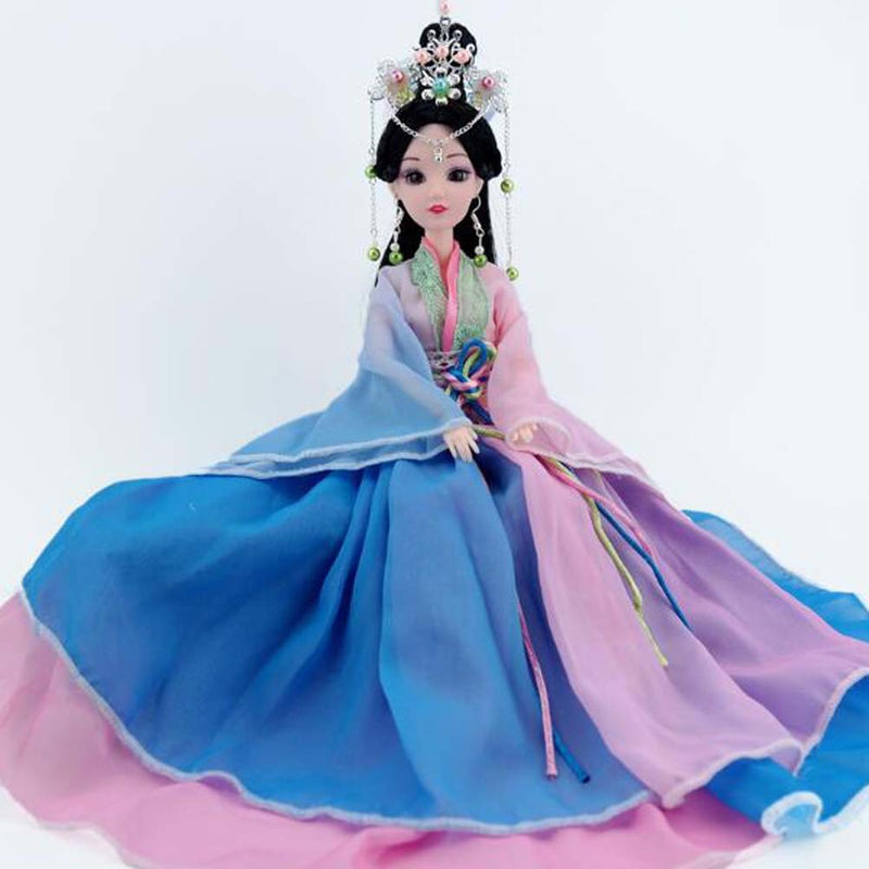 Chinese Ancient Ball-Jointed Doll 12-Joints Doll Blue and Pink China Ancient Costume Toy Collectibles Doll