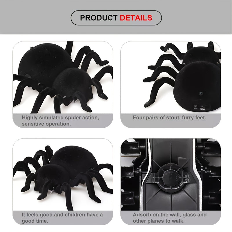 Wall Climbing Remote Control Spider; Electronic RC Spider With LED Light Eyes; High Simulation Fake Spider Joke Toys For Pranks On Halloween; April Fool Days; Party Decorations