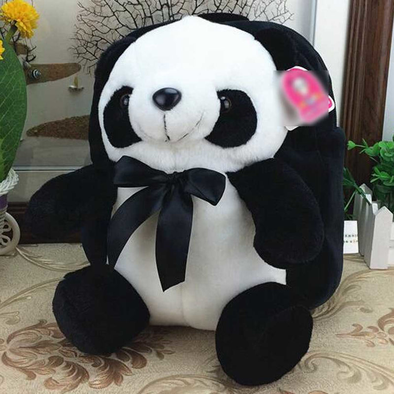 Black Cute Plush Panda Kids Shoulder Bag Travel Snacks Backpack Small School Bag