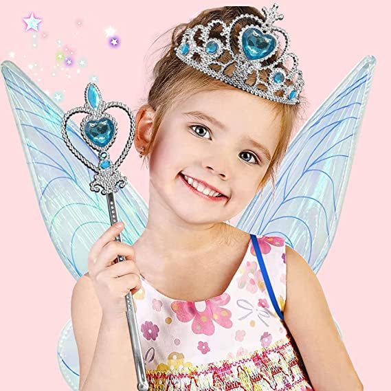 Angel wings headband fairy stick three-piece set; Fairy Wings Dress Up Sparkling Sheer Wings for Kids Girls Women