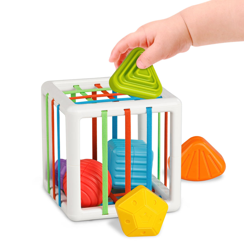 Sensory Sorting Bin With Elastic Bands (6pcs Soft Blocks)