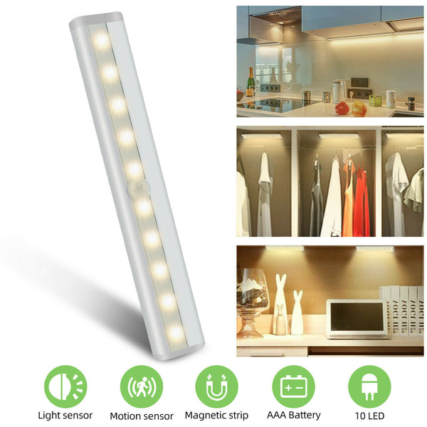 Wireless Motion Sensor Under Cabinet Closet LED Light Kitchen Counter Night Lamp