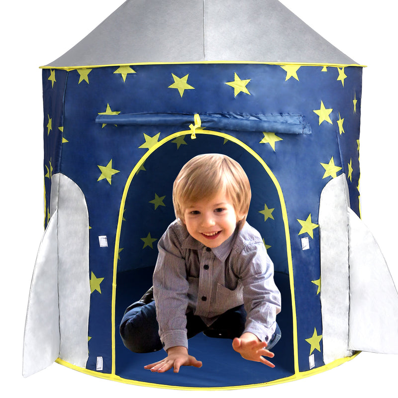 Kids Tent Rocket Spaceship; Kids Play Tent; Unicorn Tent for Boys & Girls; Kids Playhouse; Pop up Tents Foldable; Toddler Tent; Gift for Kids; Indoor & Outdoor; Blue; Space Theme