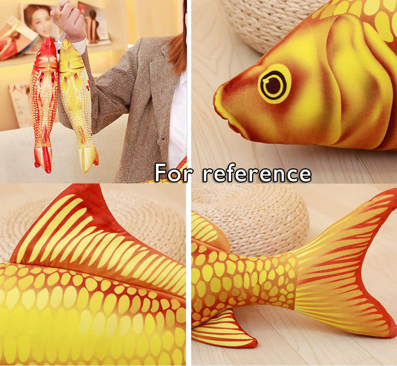 2 Pcs Simulation Carp Fish Plush Toy 30cm for Cats Toy or Sofa Decor, Gold Sliver Carp