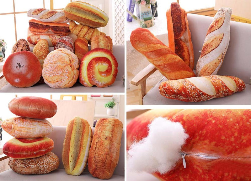 3D Simulation Bread Pillow Food Shape Back Cushion Plush Stuffed Toy [D]