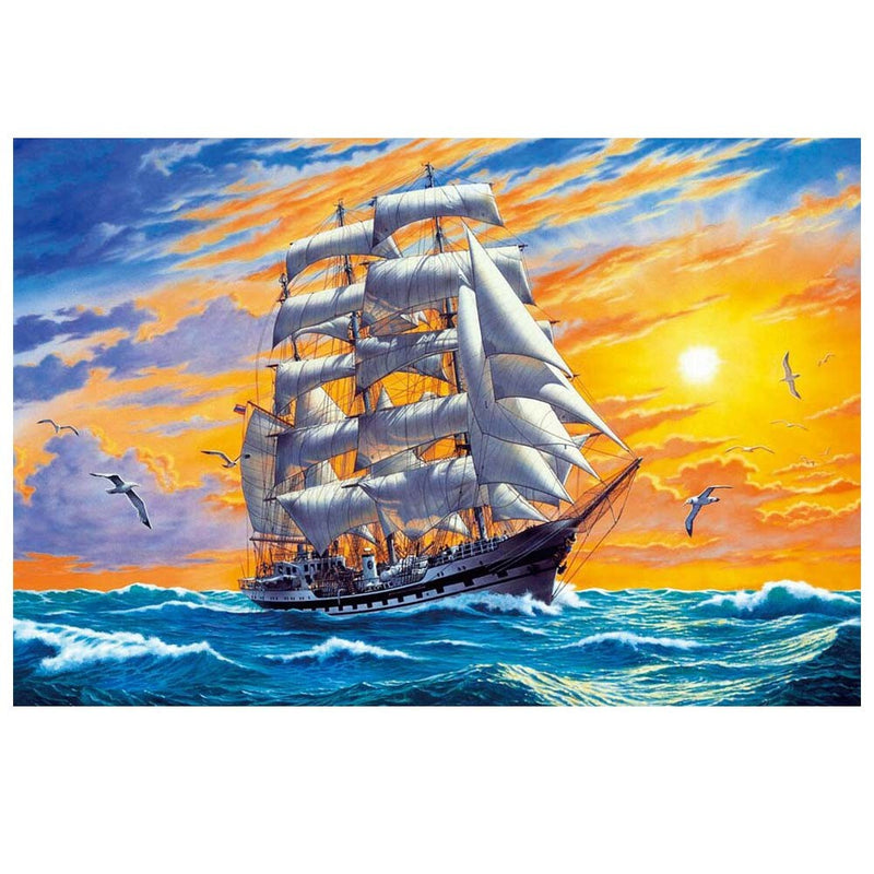 500 Piece Wooden Jigsaw Puzzle for Adults Galleon Puzzle Game Toy Decoration; Plain Sailing