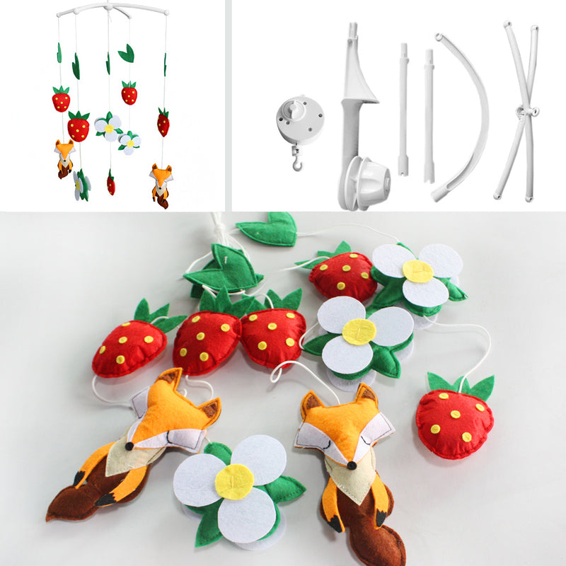 Baby Musical Mobile Nursery Decoration Flower Strawberry Fox Crib Mobile for Boys and Girls