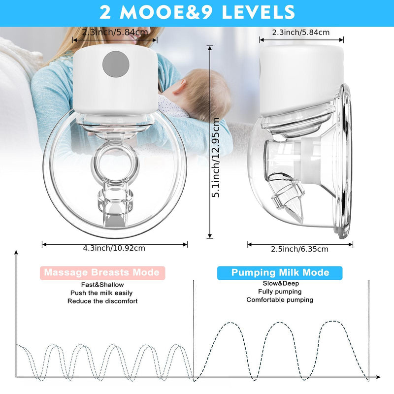 Upgraded Hand Free Breast Pump Wireless Wearable Breast Pump Low Noise & Painless Massage Function