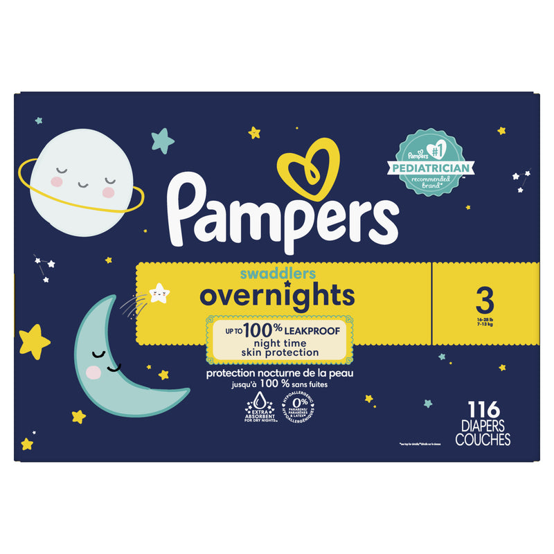 Pampers Swaddlers Overnight Diapers Size 3, 116 Count