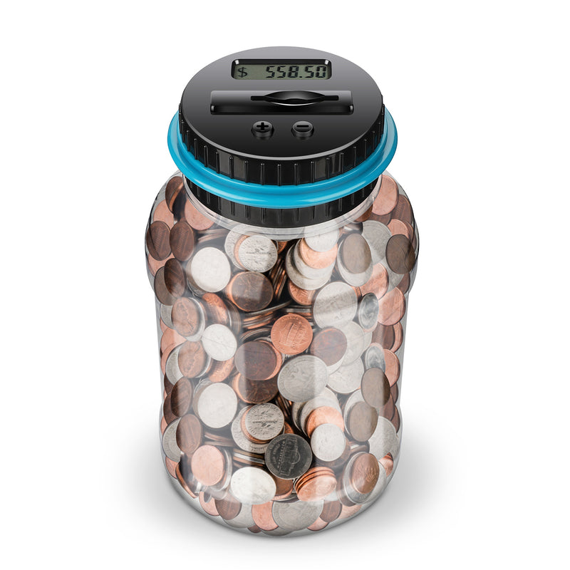 Digital Counting Money Jar; Big Piggy Bank; Piggy Bank For Kids; Piggy Bank Digital Counting Coin Bank; Money Saving Jar; Holds Over In 800; Powered By 2AAA Battery (Not Included)