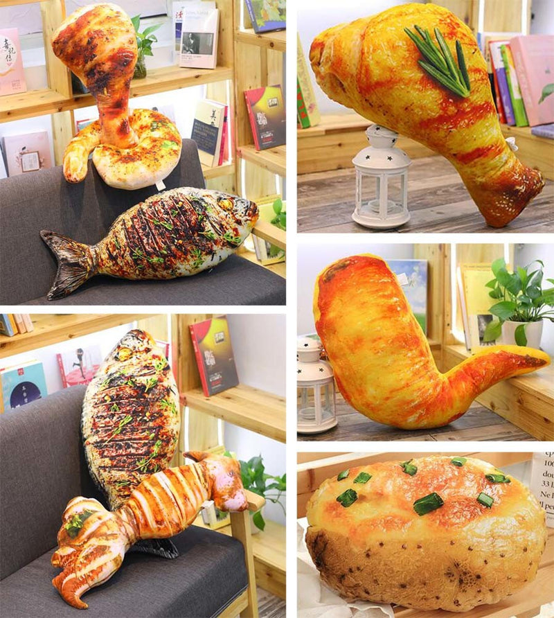 3D Simulation Chicken Leg Pillow Food Shape Back Cushion Plush Stuffed Toy [A]