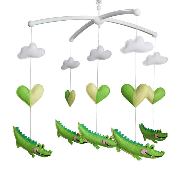 Baby Crib Mobile Animal Musical Crib Mobile Nursery Room Hanging Decor Toy Green Crocodile