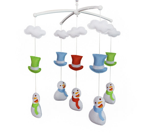 Colorful Snowman Baby Crib Mobile Infant Room Nursery Decor Hanging Musical Mobile Crib Toy