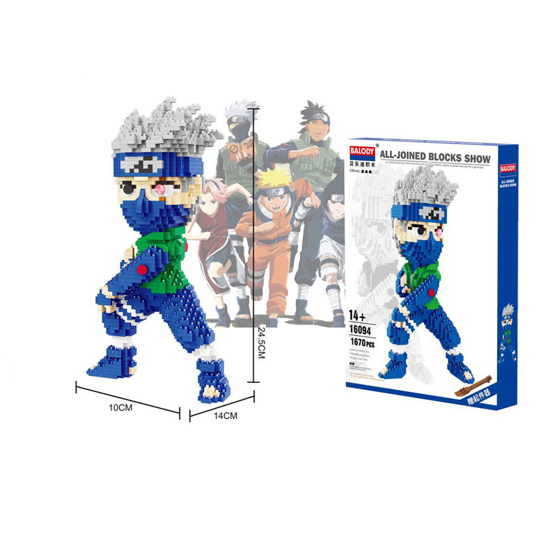 Naruto Series Kakashi Naruto Sasuke Microparticle Building BlocksCreative Puzzle Assembling ToysPuzzle Anime Model Toys