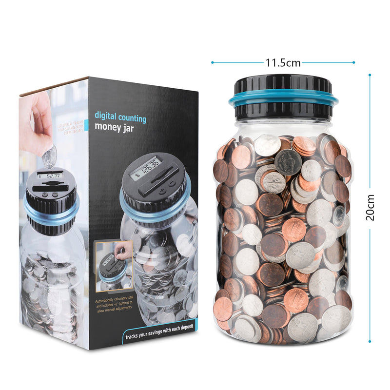 Digital Counting Money Jar; Big Piggy Bank; Piggy Bank For Kids; Piggy Bank Digital Counting Coin Bank; Money Saving Jar; Holds Over In 800; Powered By 2AAA Battery (Not Included)