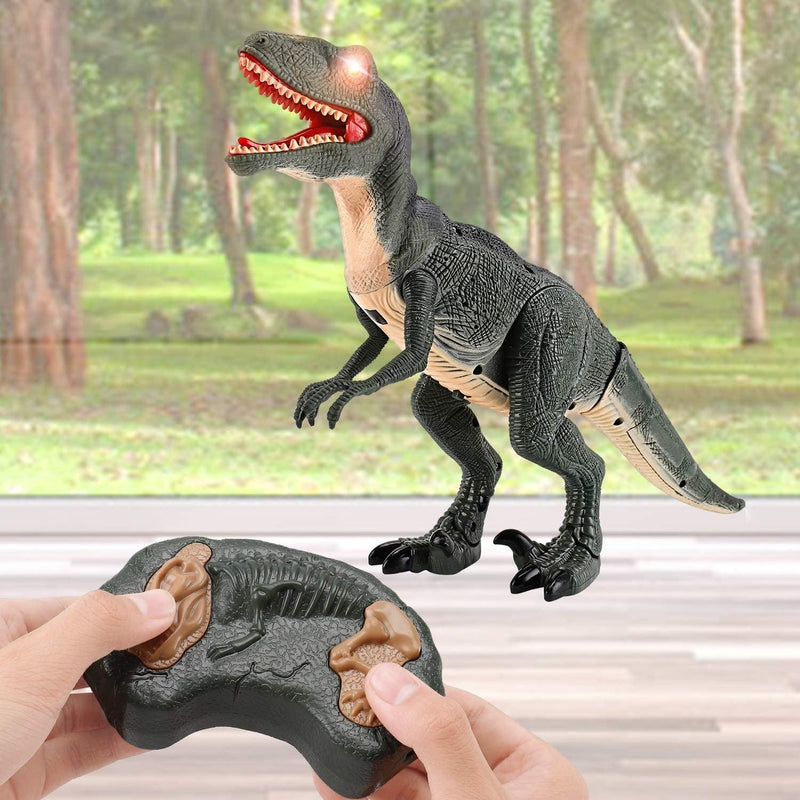 Remote Control R/C Walking Dinosaur Toy with Shaking Head; Light Up Eyes & Sounds (Velociraptor); Gift for kids Amazon Platform Banned