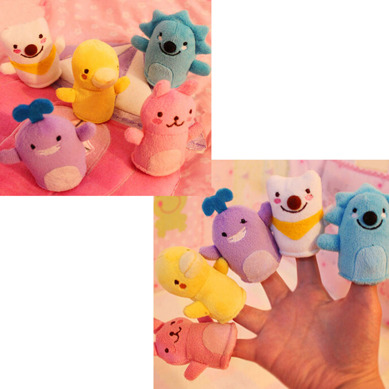 5Pcs Cute Animals Finger Puppets Soft Plush Story Telling Puppets for Kids 0-3Years