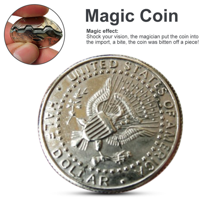 Magic Coins &amp; Paper Money Bite Restored Illusion Coin For Magic Show Bitten Coin Half Dollar Magician Coin Dropshipping