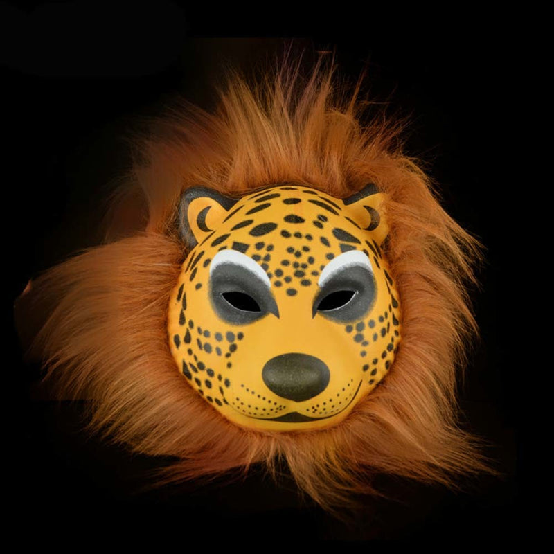 Funny Brown Leopard Mask Pretend Play Plastic Halloween Party Novelty Face Mask