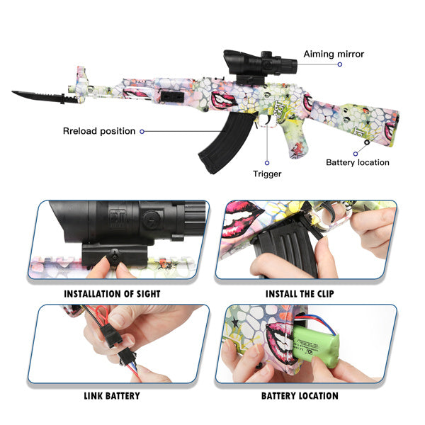 Splatter Ball Gun Gel Ball Blaster Electric Toy Guns; Kid Electric Toy Guns with 11000 Non-Toxic; Eco-Friendly; Biodegradable Gellets; Kid Outdoor Yard Activities Shooting Game (Green)