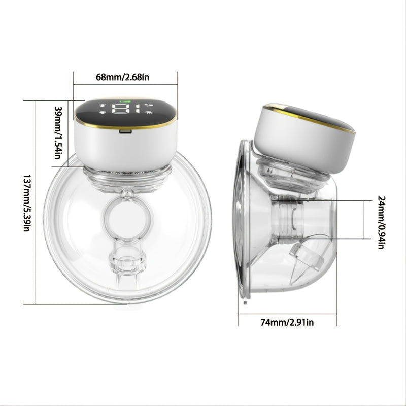 Wearable Breast Pump; Low-Noise And Painless Hands Free Electric Breast Pump With 4 Mode & 12 Levels; Painless Breastfeeding Breast Pump Can Be Worn In-Bra