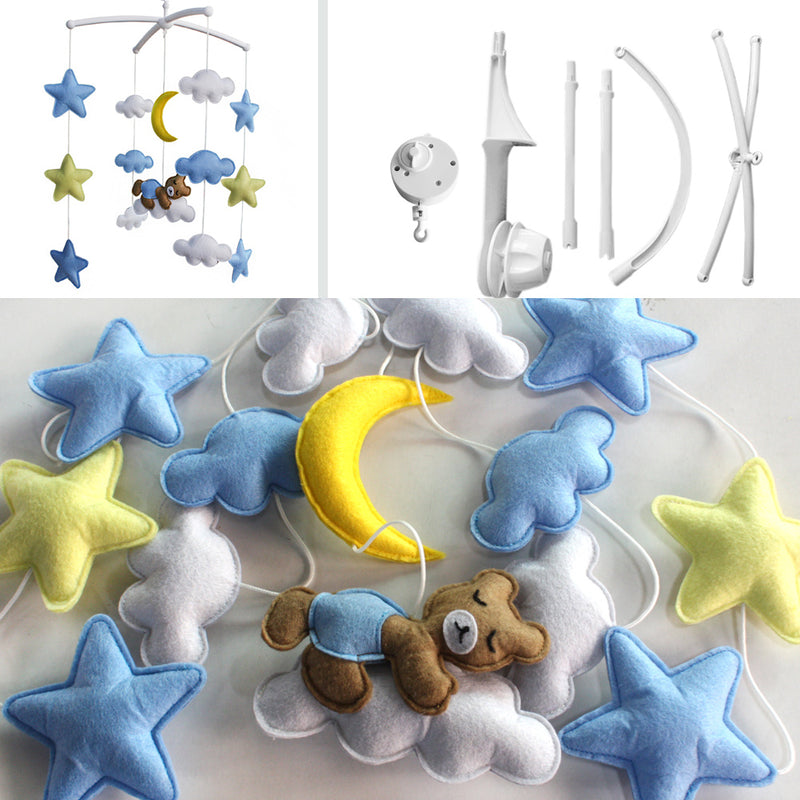 Blue Night Handmade Baby Crib Mobile Nursery Room Decor Star Baby Mobile for Crib; Sleeping Bear