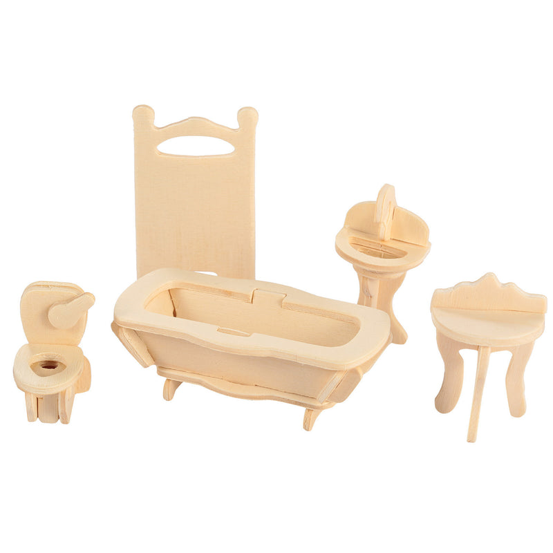 3D Wooden Dollhouse Furniture Puzzles DIY Miniature Furniture Models Set