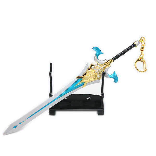 Genshin Impact Anime Sword Model Weapon Set Toy Tartaglia Ganyu Venti Klee ZhongLi Diluc Xiao AlloyKeychain Collection Keychain