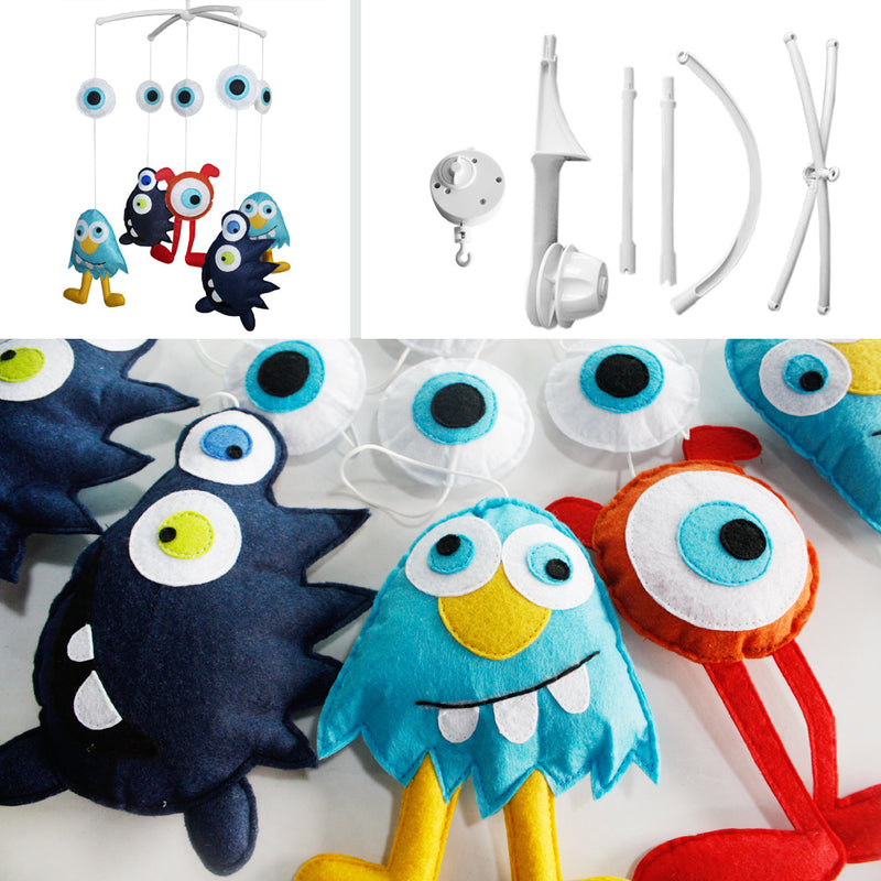 Blue Red Eyes Cartoon Monster Baby Musical Crib Toys Sweet Dreams Crib Mobile Halloween Decor