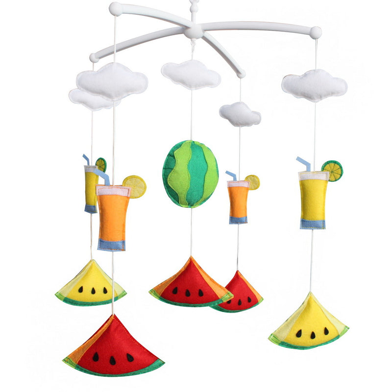 Green Yellow Red Orange Baby Crib Mobile Infant Room Nursery Bed Decor Hanging Toy Musical Mobile; Summer Watermelon and Drinks