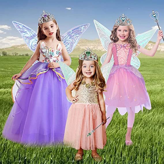 Angel wings headband fairy stick three-piece set; Fairy Wings Dress Up Sparkling Sheer Wings for Kids Girls Women