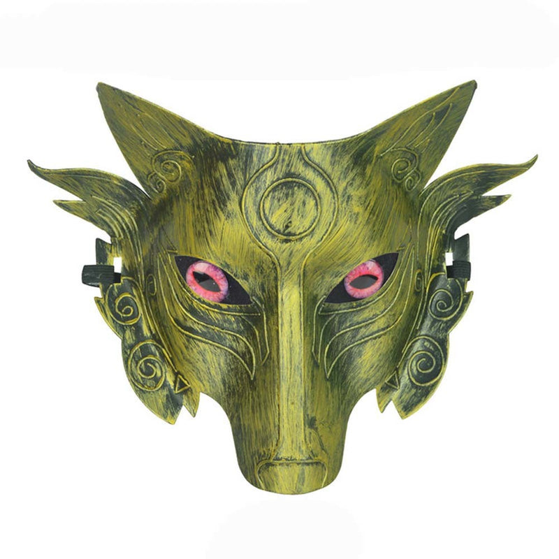 Golden Closed Eyes Werewolf Mask Pretend Play Plastic Halloween Party Face Mask