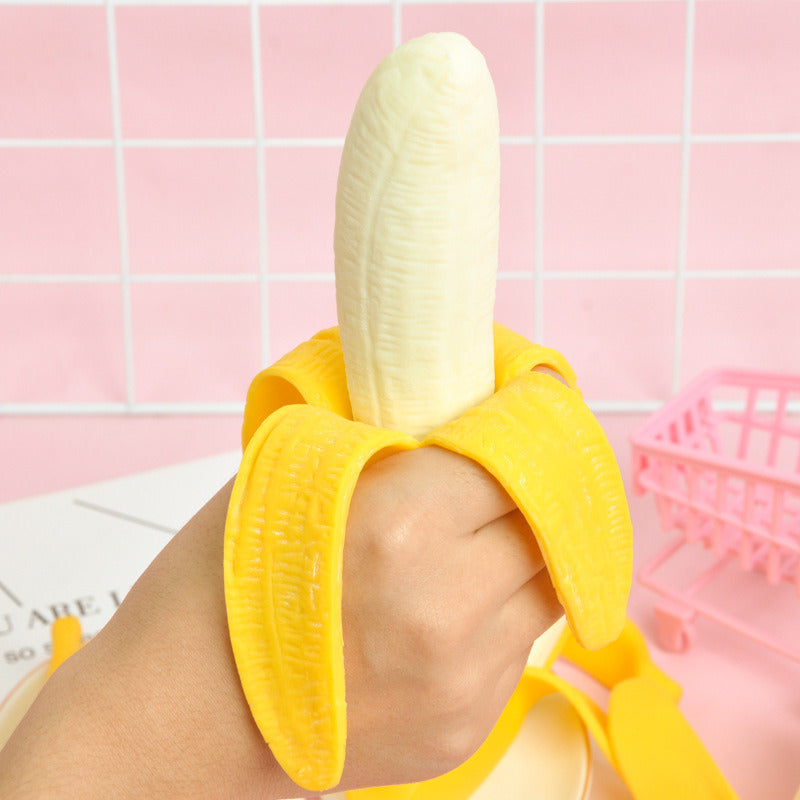 High Quality Banana Squishy Toy; Squeeze And Stretch Tpr Squeeze Banana Toy For Kids