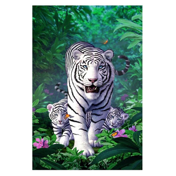 500 Pieces Jigsaw Puzzle For Adult Oil Painting Wooden Puzzle; White Tigers