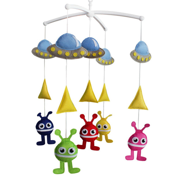 Baby Musical Crib Mobile UFO Alien Halloween Decor Crib Mobile Infant Toy Baby Gift