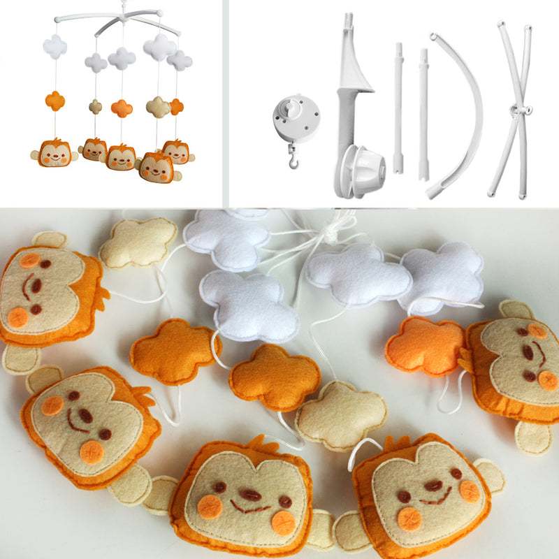 Baby Crib Mobile Animal Musical Crib Mobile Nursery Room Hanging Decor Toy Orange Monkey