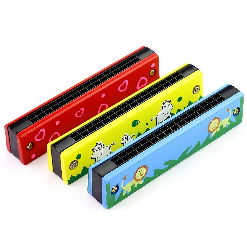 Cute Harmonica Montessori Educational Toy; Cartoon Pattern Children Wind Instrument Gift