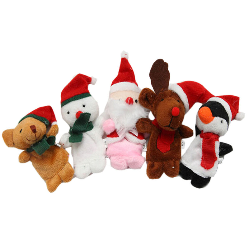 5Pcs Christmas Finger Puppets Fabric Story Telling Puppets for Kids 0-3Y