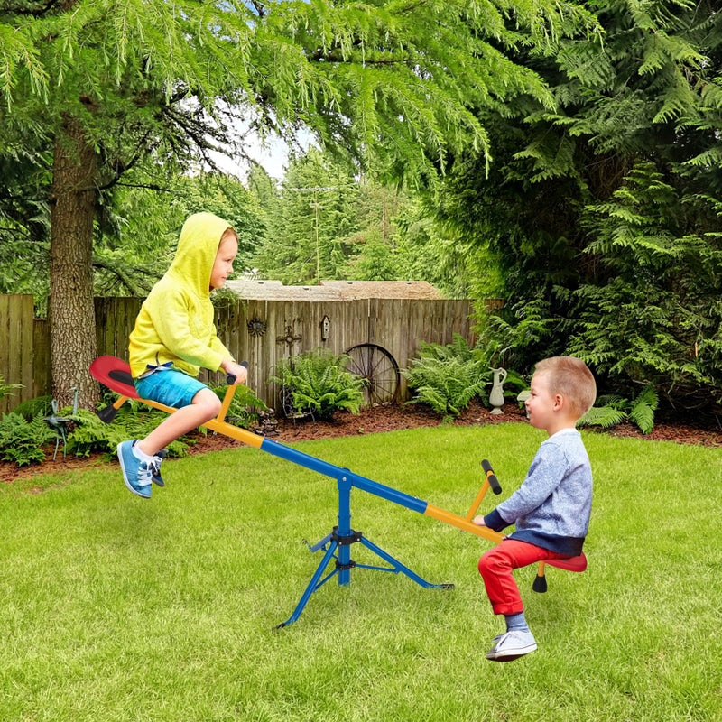 360-Degree Rotation Seesaw; Indoor Outdoor Teeter Totter; Kids Playground Equipment for Backyard