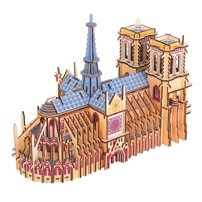 3D Wooden Puzzle for Adult Notre Dame Cathedral of Paris City Scape DIY Assembly Model Kit Home Decor Gift