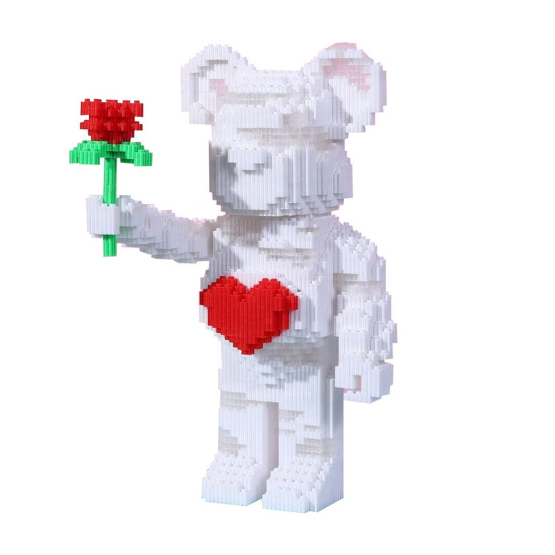 DIY Kids Building Blocks Toys Love Violent Bear Bearbrick Model with Light Building Block Micro Bricks Christmas Birthday Gift