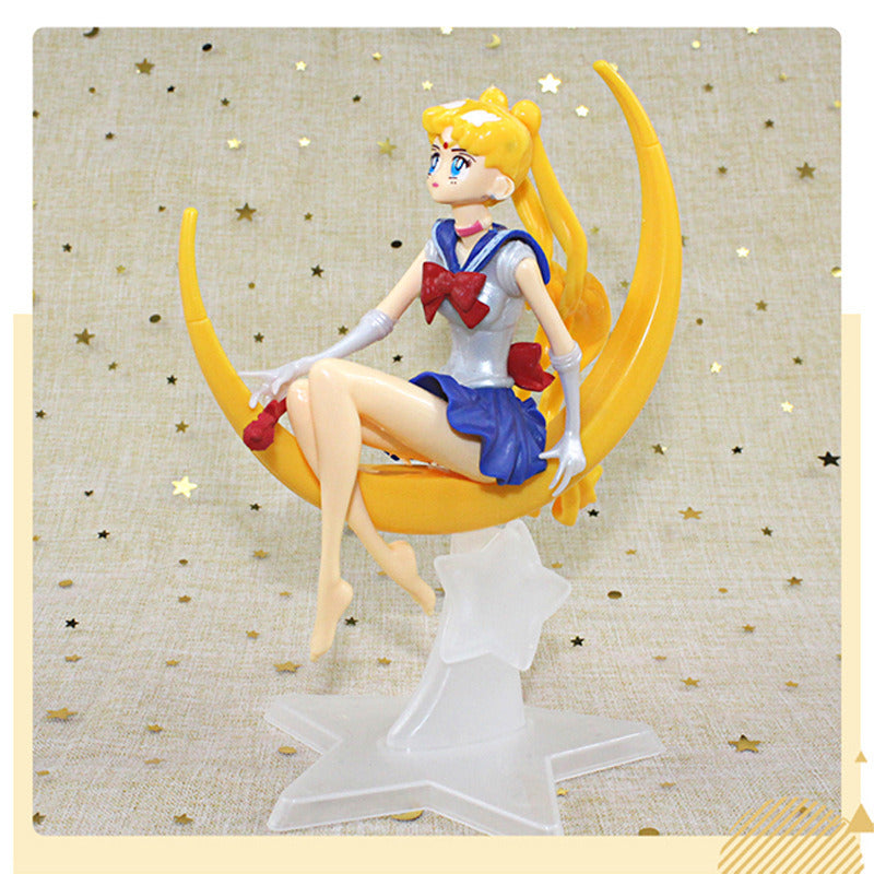 Sailor Moon Decoration Moon Warrior Cartoon Doll Scene Water Ice Moon Doll Sailor Moon Doll PVC Collectible Toy