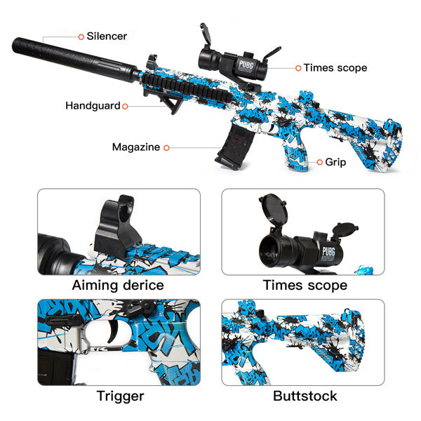 Splatter Ball Gun Gel Blaster Gun; NO for Nerf Guns EVA Bullet; Electric M416 with 11000 Non-Toxic; Eco-Friendly; Biodegradable Gellets; Outdoor Yard Activities Shooting Game (Blue)