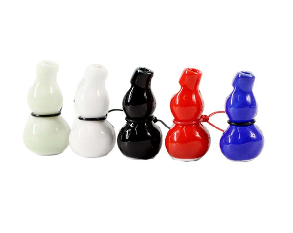 Set of 5 Ceramic Whistle Multicolor Gourd Shape Crafts Pendant Necklace Adjustable